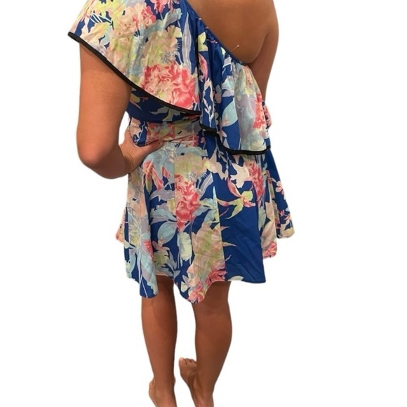 Yumi Kim Blue Floral One Shoulder Mini Dress.Size S - Picture 4 of 11
